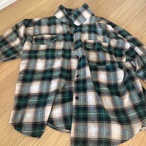 Green and Cream Plaid Women’s Shirt
